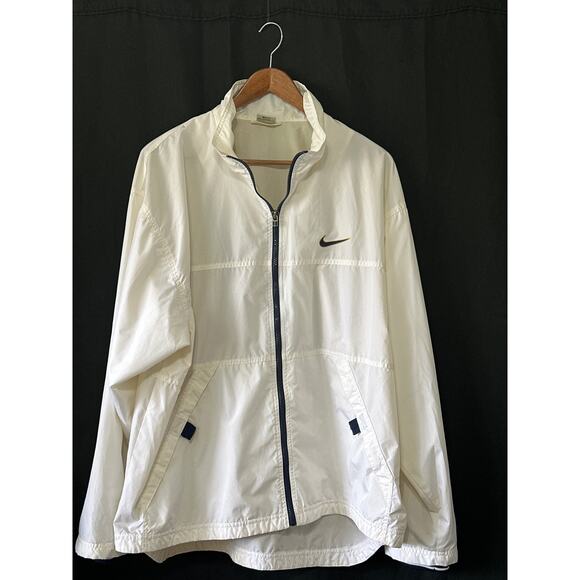 VTG Nike Swoosh Men’s Windbreaker Jacket Logo L White Streetwear Gorpcore - Picture 1 of 16